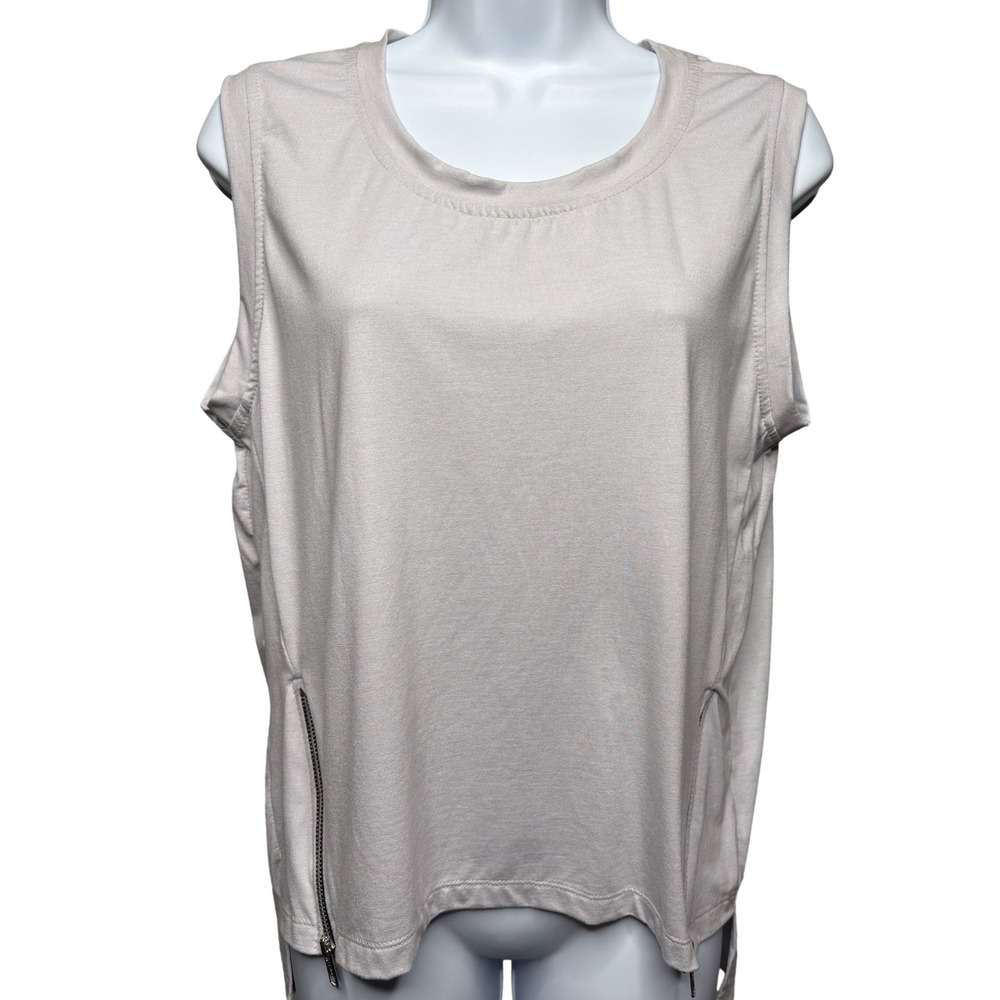 NWT RELIGION Womens Gray Sleeveless Tank Top XS Side Zippers High Low Hem Edgy